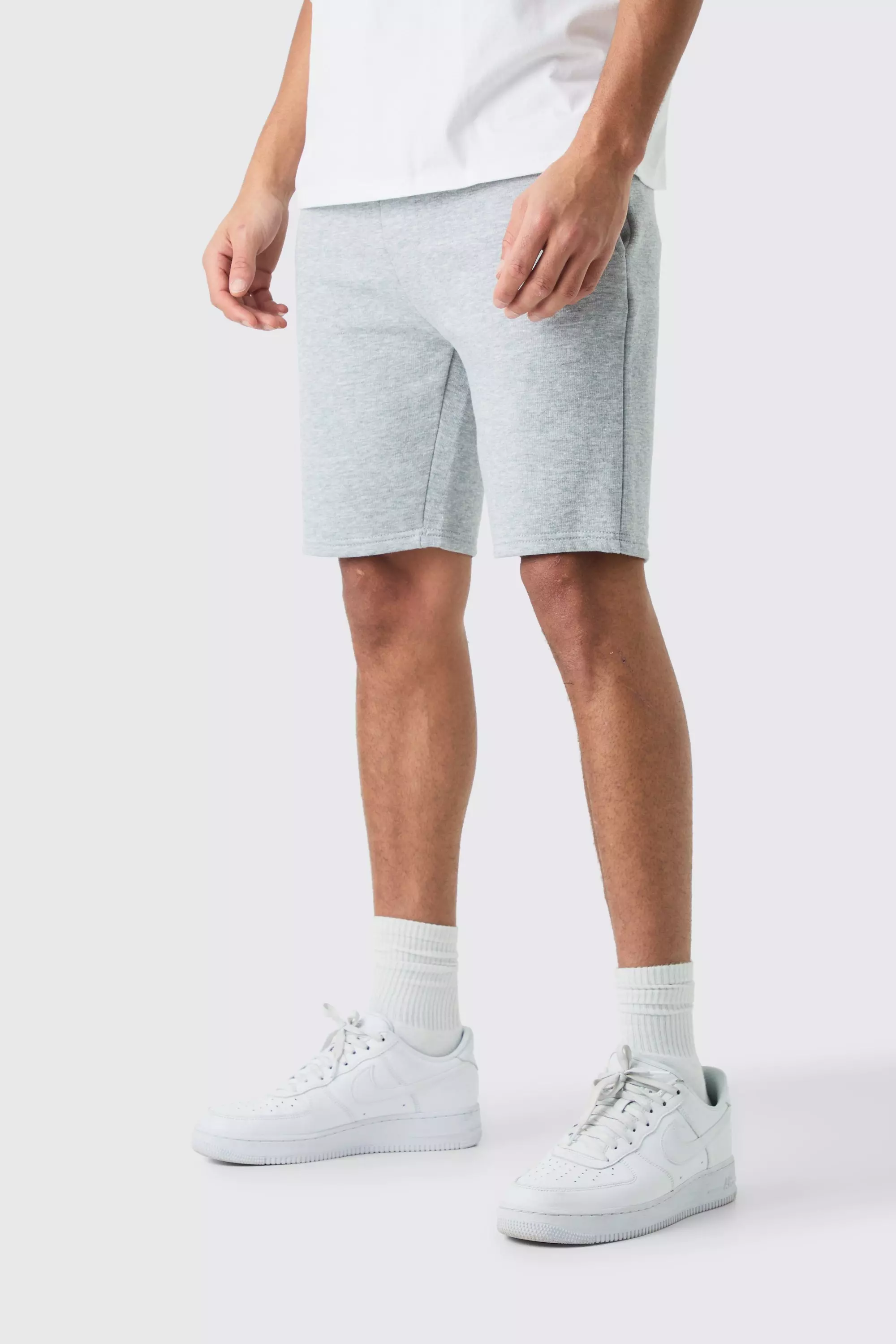 Slim Mid Length Jersey Short boohooMAN UK